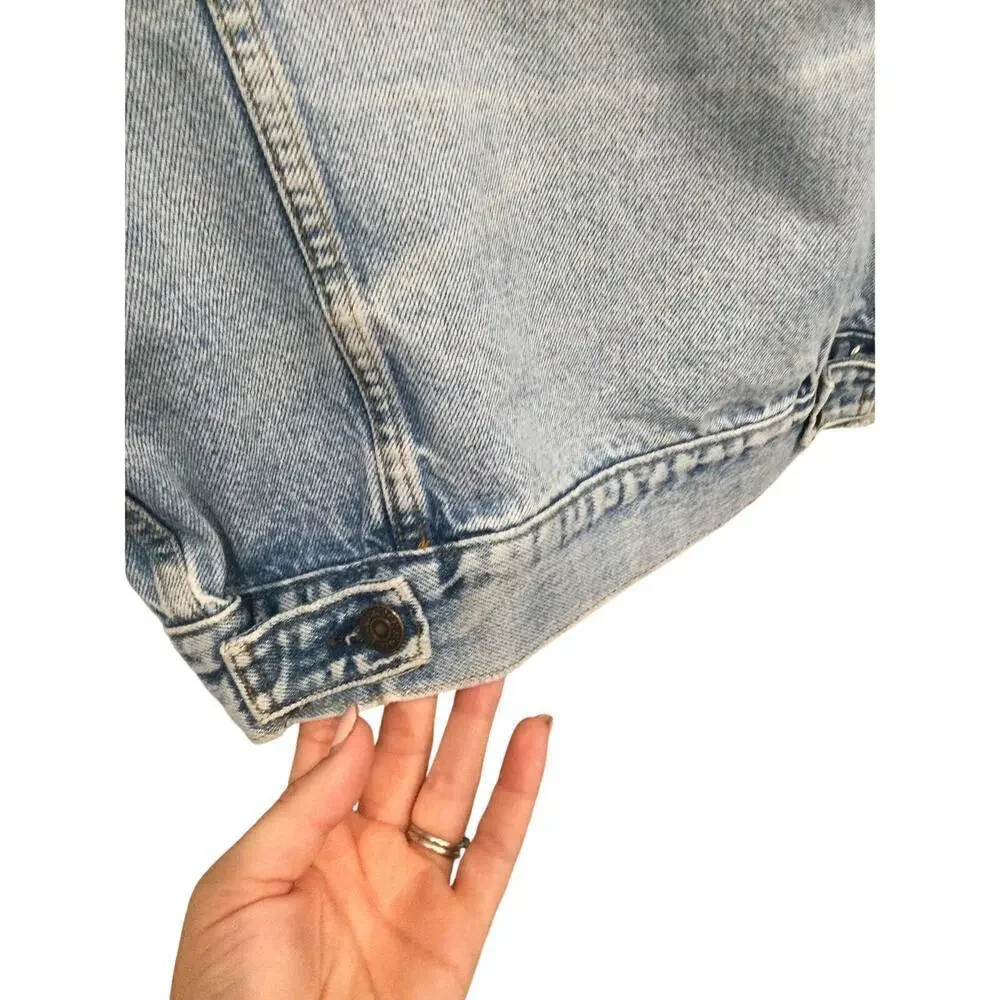 Vtg Levi’s trucker jean jacket men M thrashed USA gorpcore emo punk Western rock - Picture 13 of 16